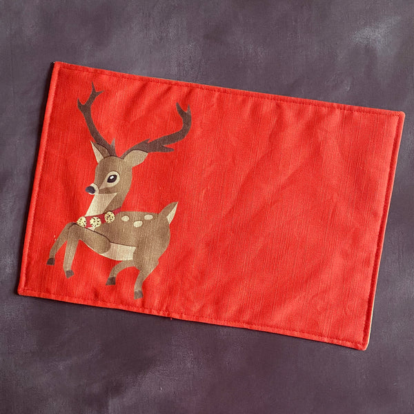 Christmas reindeer placemats | double sided red and green