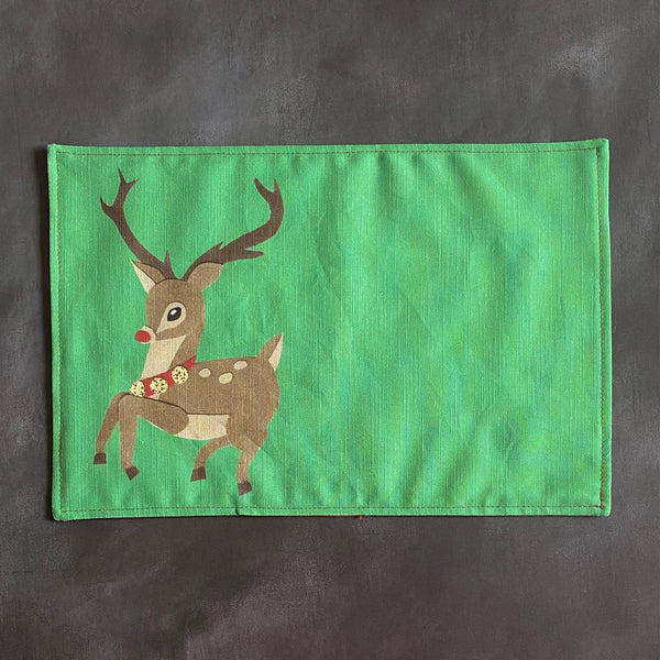 Christmas reindeer placemats | double sided red and green