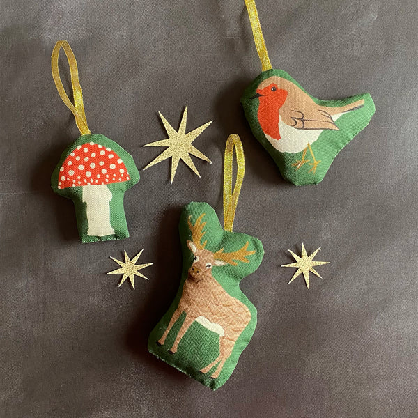 Woodland Christmas Tree Decorations | Set of 3