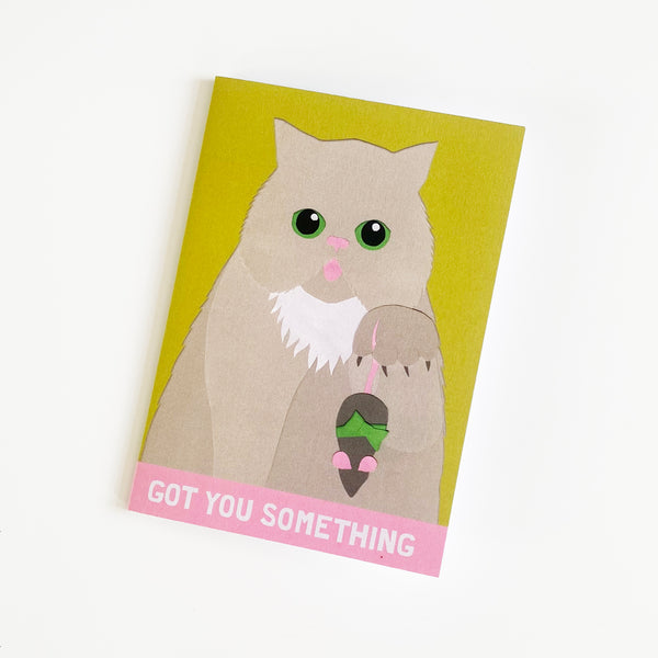 'Got you something' Card | Cat with mouse | Recycled