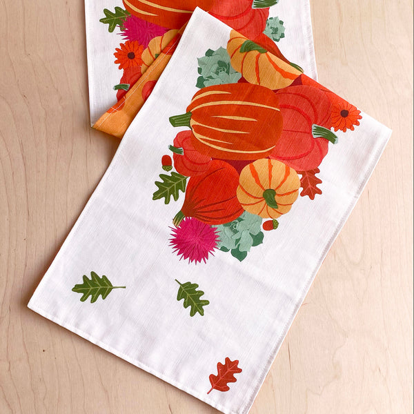 Autumn pumpkins table runner | double sided