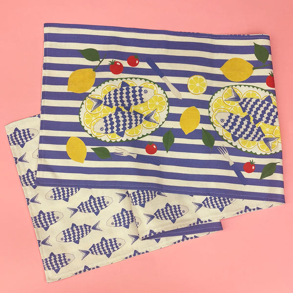 Fresh Fish table runner | double sided - Chimps Tea Party