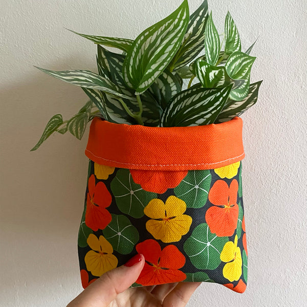 Plant cosy or basket | Nasturtium print | 2 sizes