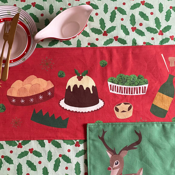 Christmas reindeer placemats | double sided red and green