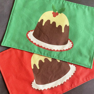 Christmas pudding placemats | double sided red and green