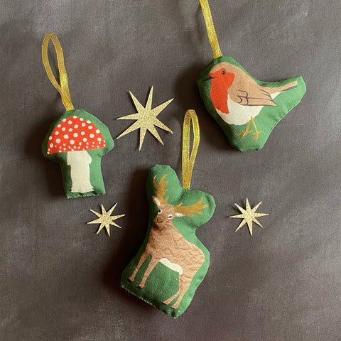 Woodland Christmas Tree Decorations | Set of 3