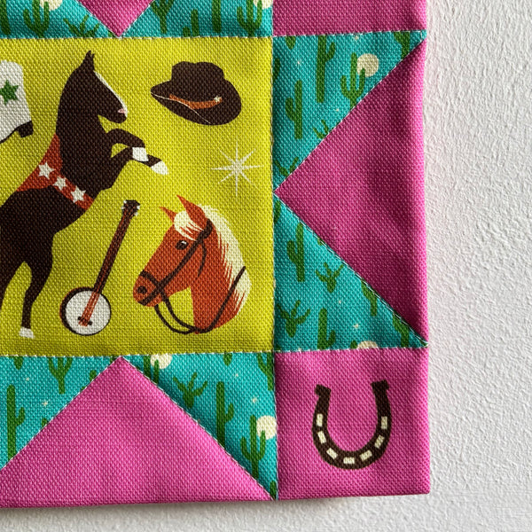 Mini quilt wall hanging | Cowboy western horses
