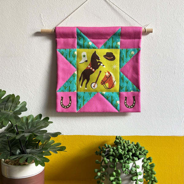 Mini quilt wall hanging | Cowboy western horses