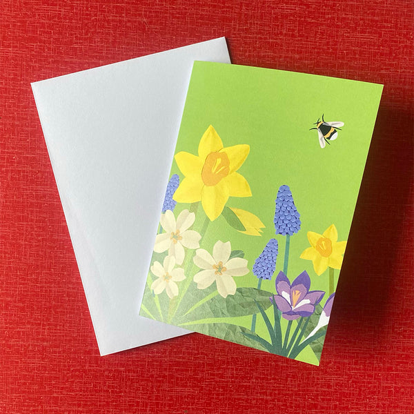 Spring Flowers Greeting Card | Single or Pack of 4 | Recycled