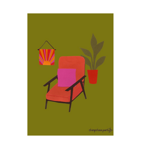 White Small Mid century Home A4 print