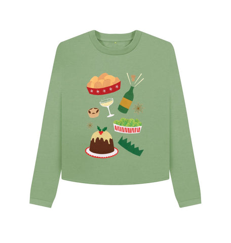 Sage Christmas dinner women's cropped jumper