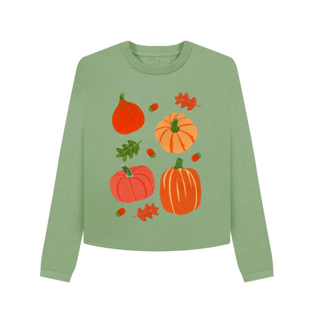 Sage Pumpkin lovers cropped women's jumper