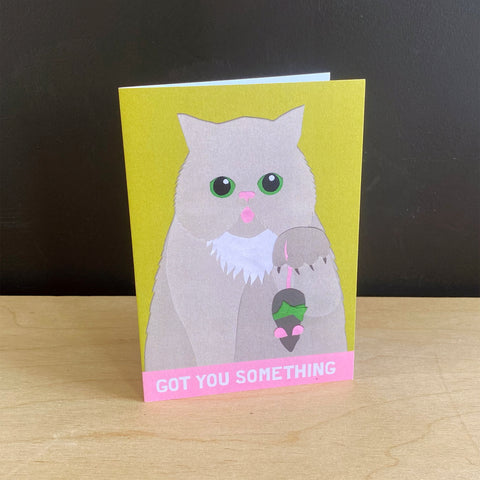 'Got you something' Card | Cat with mouse | Recycled