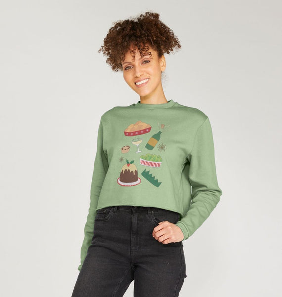 Christmas dinner women's cropped jumper