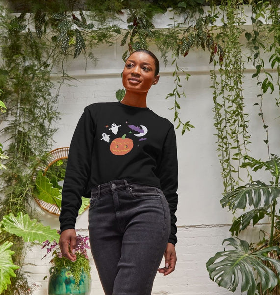 Halloween night women's cropped jumper
