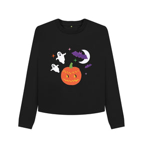 Black Halloween night women's cropped jumper