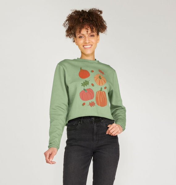 Pumpkin lovers cropped women's jumper