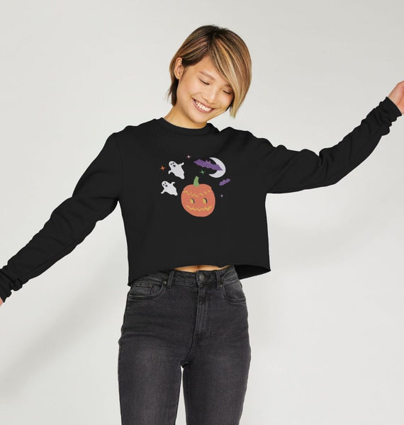 Halloween night women's cropped jumper