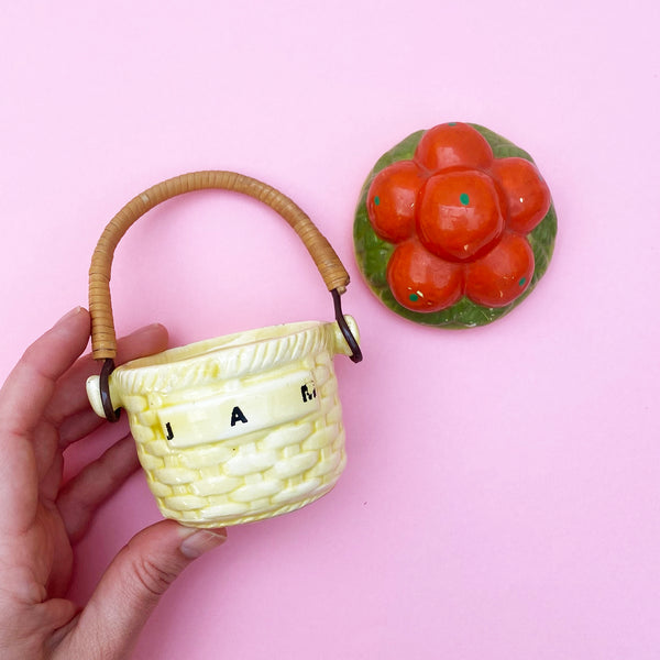 Vintage ceramic jam pot with lid