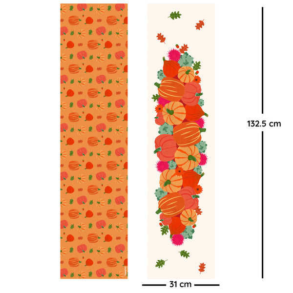 Autumn pumpkins table runner | double sided