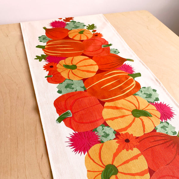 Autumn pumpkins table runner | double sided