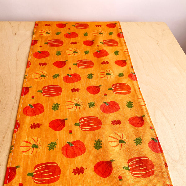 Autumn pumpkins table runner | double sided