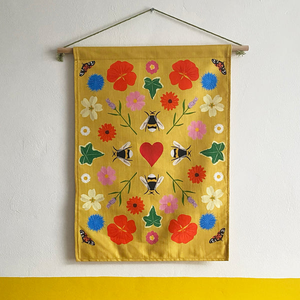 'Wild at heart' fabric wall hanging